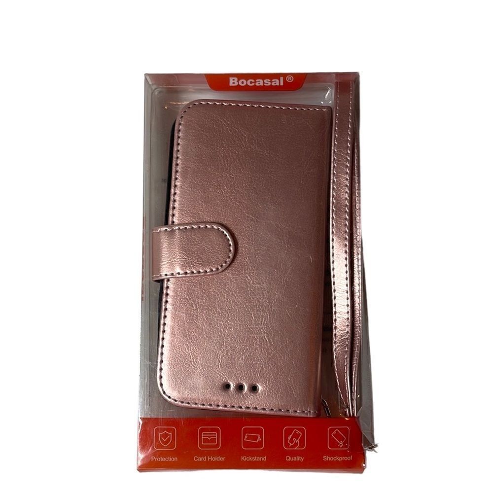 Bocasal IPhone 12 Rose Gold Wristlet Case.